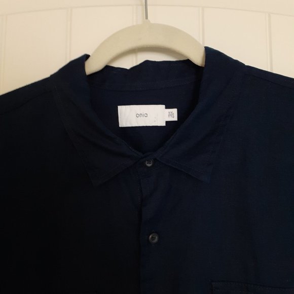 Onia Linen Button Up Long Sleeve Shirt With Roll-Tab Sleeves Blue Size XXL - Picture 4 of 12